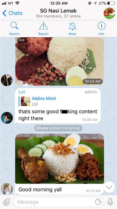 SG Nasi Lemak Telegram chat group administrator  .